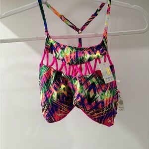 TINIBIKINI Geometric Multicolor Strappy Bikini Top M Style 3660SW Women's